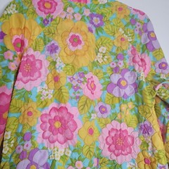 VTG Bright Embossed Floral Loungewear Robe Kaftan Mumu Size M See Measurements