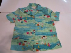 Vintage Peter Popovitch Button down Sailboat Print Padded Shoulders Size Small