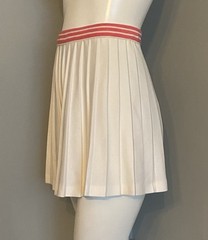 Vintage White Pleated Tennis Mini Skirt Size M Made In USA Pink Stripe New NWOT