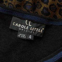 Vintage Carole Little Leopard Print Midi Dress Size Small 4 Black Ribbed Knit