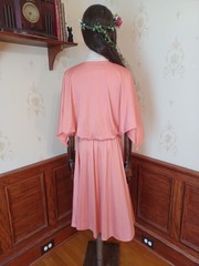 Vintage 1970s Patty O’Neill Peach Romantic Boho Flowy Disco Goddess Dress
