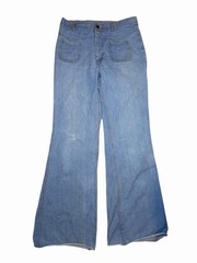 True vintage 1970s high waisted light wash flare bell bottom denim jeans