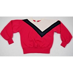 Vintage Sweatshirt Leggs Activewear Size S 80s Pink Black Geometric Made USA