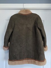 Vintage Shearling Coat Hippie Embroidered Sheepskin Suede Penny Lane Boho S XS