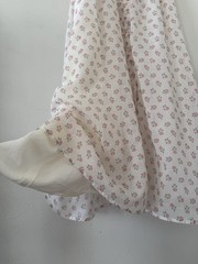 70s Rosebud Floral Midi Dress Pointed Lace Collar/Flutter Sleeve Prairie Cottage
