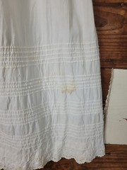 Vintage Antique Tiered Cotton Muslin Slip Skirt Pin Tucks Embroidered Lace