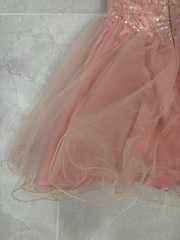 Vintage Y2K Masquerade Pink Beaded Iridescent Corset Tulle Mini Dress Size 3/4