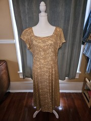 Vintage 1950s Tan Lace A Norman Original Dress L XL