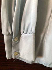 Vintage 80’s PATTY WOODARD Women’s Blouse Light Blue Long Sleeve Tie Size 7/8