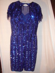 Vintage Timeless Classic Design Blue Casual Corner Designer Beaded Dress