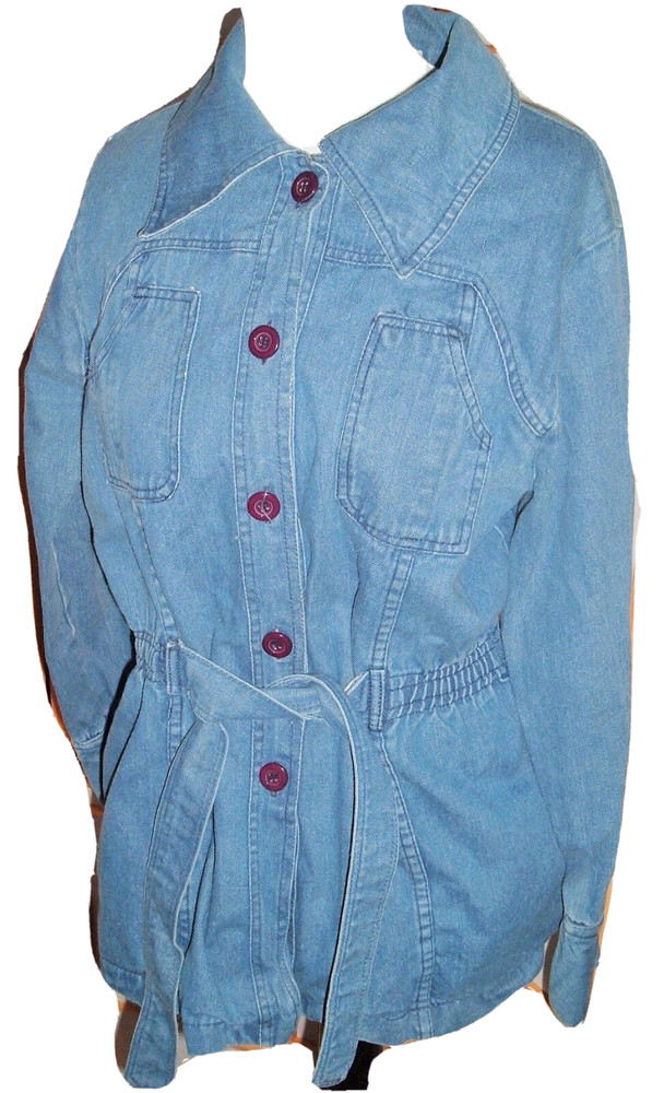 Vintage 70s denim jacket Mod Grunge retro K-Mart Made In Hong Kong 15-16 belted