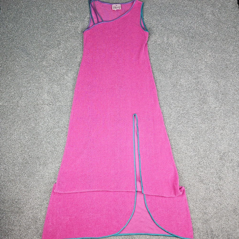 Vintage Dutchess Terry Cloth 60s Gown Pink Maxi Stretch Size Petite (Fit Small)