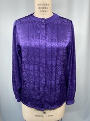 Vintage Blouse SIZE 8 MEDIUM purple MARLIS ELLE DESIGNS 80s 90s classic pleat