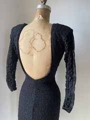 Vintage ‘80s Climax Karen Okada Black Lace Bodycon Mini Dress Halloween XS/S
