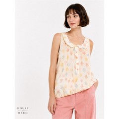 Vintage Sessùn Paris Silk Blend Sleeveless Blouse Peter Pan Collar Pastel Print