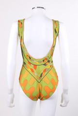 EMILIO PUCCI c.1960’s Op Art Signature Print One Piece Bodysuit Bathing Swimsuit