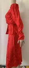 Vintage 80s Designer Argenti Red Silk Butterfly Skirt & Jacket Set