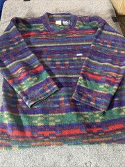 Granite Tom Mangold Vintage Pullover Fleece Sweater Size XL Purple Green Red USA