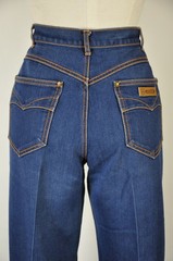 80s Gitano Dark Blue Indigo Cotton High Waist Straight Denim Pants Jeans Women M