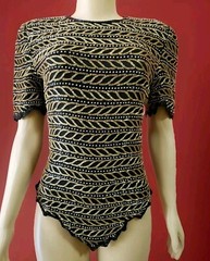 Laurence Kazar Vintage Size S Beaded & Sequined Black Silk ARTSY Blouse (B7)