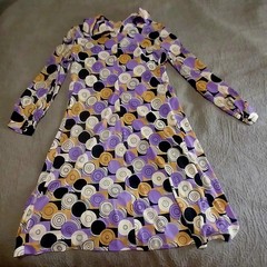 Vintage 60s Tanner Of NC Abstract Geomentric Colorful Size 14 Dress 1960s