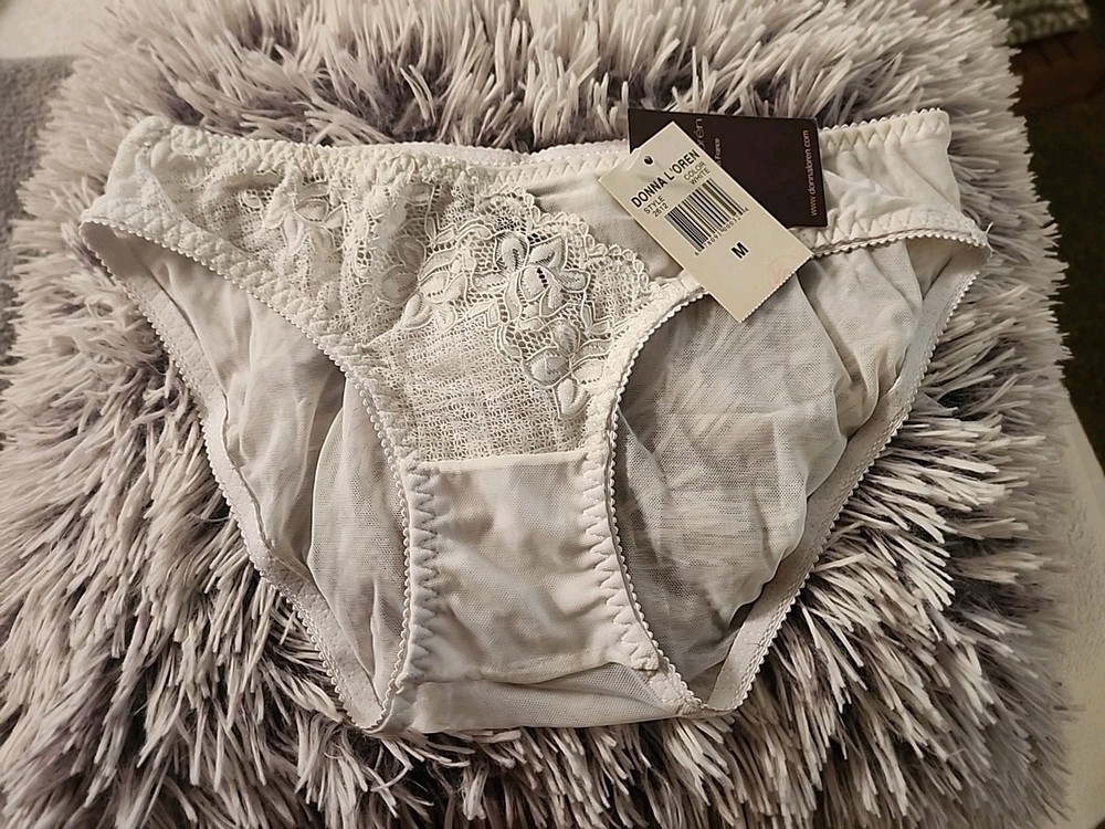 Vtg DONNA LOREN SZ M White Sheer Mesh Lace Bikini 90’s Y2K Retro Pinup Bombshell
