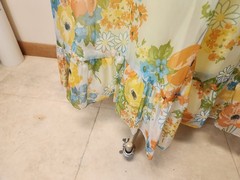Vtg Wm’s 70s Yellow Floral Maxi Dress*Sheer Flutter Sleeve*Lg-photo Measurements