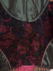 Vtg 90s Iridescent Patchwork Velvet Tapestry Full Zip Puffer Jacket Women’s XS