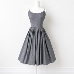 Vintage Fritzi Of California 50’s Black Plaid Dress Rockabilly Full Skirt Sz S