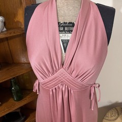Vintage 70’s Prairie Style Pink Summer Maxi Dress SM/MED Formal/Evening Shawl