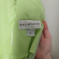 JESSICA MCCLINTOCK 90s Y2K Satin Slip Dress Mint Green Rhinestone McBling 5/6