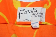 Vintage Fumi’s at Waikiki Custom Made Hawaiian Mini Shift Dress Orange/Yellow -M