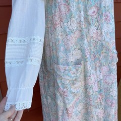 Willow Creek Vintage 2 Pc Prairie Dress Set M Blue Pink Floral Lace Cottagecore
