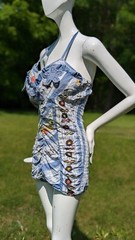 VINTAGE 1950’S ROSE MARIE REID PRINT COTTON BATHING SUIT SWIMSUIT 