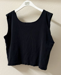 Vintage 90s Bay Studios Black Knit Tank Top Women’s XL Casual Retro Layering Top
