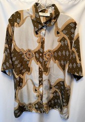 Vintage Mister Dee London Women’s UK 18 US 12 XL Button Up Shirt Brown Cream