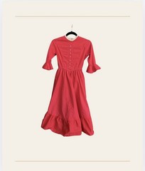 Small Vintage Cottage Core Prairie Hot Red Dress, No Brand