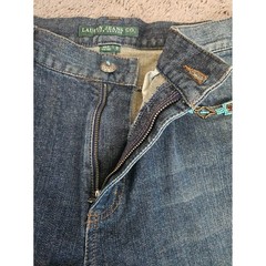 Vtg Lauren Ralph Lauren Turquoise Beaded Bootcut Jeans 10 Southwestern Aztec Y2K