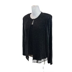 Vintage Xscape Black and Silver Jacket and Tank Top Set Size Large