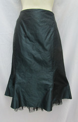Vtg 90s Vera Mont Goth Steampunk Shiny Noisy Green Black Cocktail Party Skirt 16
