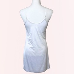 Vintage Cabernet Ivory Slip Dress – Size Medium, 1970s Shimmer Satin Lingerie