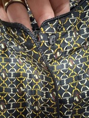 Vintage Studio Silk by Jordan 100% Silk ChainPrintBlouse XL Hidden Buttons Retro
