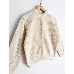 Vintage Cream Waffle Knit Cardigan Sweater 100% Virgin Orlon Acrylic Ivory L