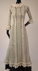 ANTIQUE VICTORIAN 19TH C PRINCESS STYLE LACE BUSTLE DRESS W RUFFLES