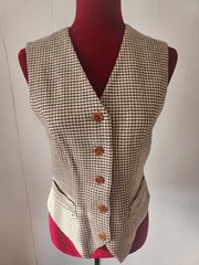 Escada Vest Plaid Houndstooth Size 34 Vintage Preppy Academia Fall Winter