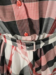 Vintage TC II Plaid Shirtwaist Dress 14 Red Black White POCKETS Belted Pristine