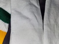 VTG 80’s 2 Thick Stripe Tube Socks 23″ long Standard Size Green Yellow White NOS
