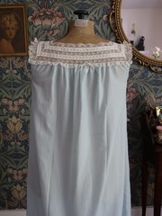 Vintage 1940s Barbizon Blue Nylon Lace Trim Nightgown | Romantic Boudoir