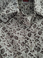 Vintage MILLER WESTERN WEAR Brown Floral Long Sleeve Shirt Womens Pearl Snap