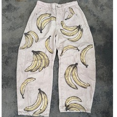 We The Free People Printed Go Bananas Good Luck Barrel Jeans NWT Size 30